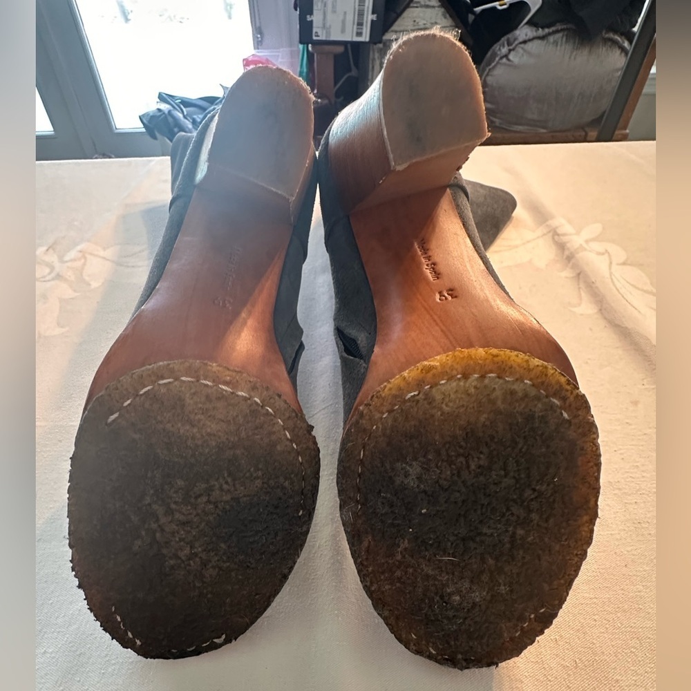 Coclico Gray Suede Boots 4 Inch Heels W/Zipper Size 39/8 Y2K European Luxury - Picture 2 of 13